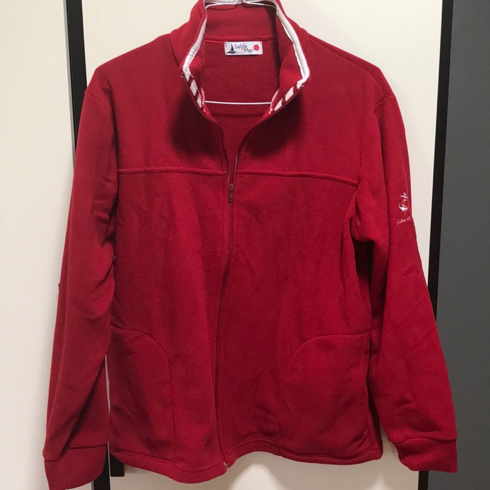 Red fleece zipper men’s jackets